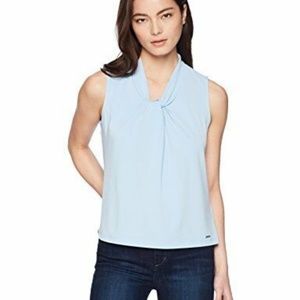 CK Sleeveless Knot Front Blouse